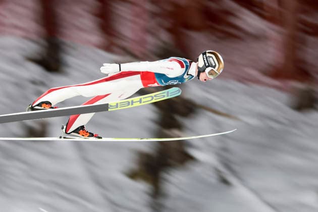 OLYMPICS - Winter Olympic Games, Olympische Spiele, Olympia, OS Milano Cortina 2026 PREDAZZO,ITALY,16.FEB.26 - OLYMPICS, Ski jumping, Skispringen, Ski, nordisch - Winter Olympic Games Milano Cortina 2026, large hill, Super Team, men. Image shows Jan Hoerl (AUT).  GEPAxpictures xMatthiasxTrinkl