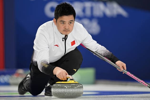 (260216) -- CORTINA D AMPEZZO, Feb. 16, 2026 -- Xu Xiaoming of China competes during the curling men s round robin session 8 match between China and Italy at the 2026 Milan-Cortina Winter Olympics in Cortina, Italy, Feb. 16, 2026. ) (MICO2026)ITALY-CORTINA D AMPEZZO-OLYMPIC Winter games, Winterspiele,Spiele, Summer games CURLING-MEN-ROUND ROBIN-CHN VS ITA LianxYi 