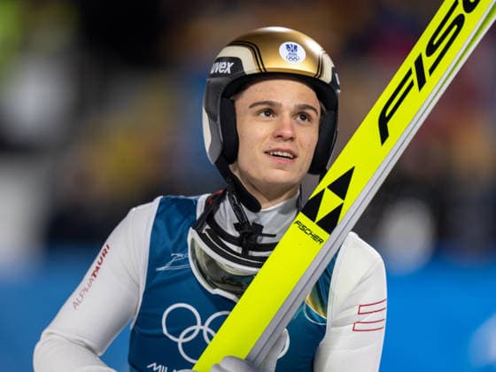 OLYMPICS - Winter Olympic Games, Olympische Spiele, Olympia, OS Milano Cortina 2026 PREDAZZO,ITALY,16.FEB.26 - OLYMPICS, Ski jumping, Skispringen, Ski, nordisch - Winter Olympic Games Milano Cortina 2026, large hill, Super Team, men. Image shows Stephan Embacher (AUT).  GEPAxpictures xOliverxLerch