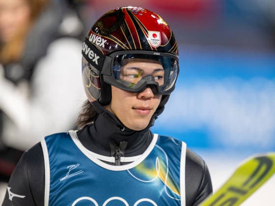 OLYMPICS - Winter Olympic Games, Olympische Spiele, Olympia, OS Milano Cortina 2026 PREDAZZO,ITALY,16.FEB.26 - OLYMPICS, Ski jumping, Skispringen, Ski, nordisch - Winter Olympic Games Milano Cortina 2026, large hill, Super Team, men. Image shows Ren Nikaido (JPN).  GEPAxpictures xOliverxLerch
