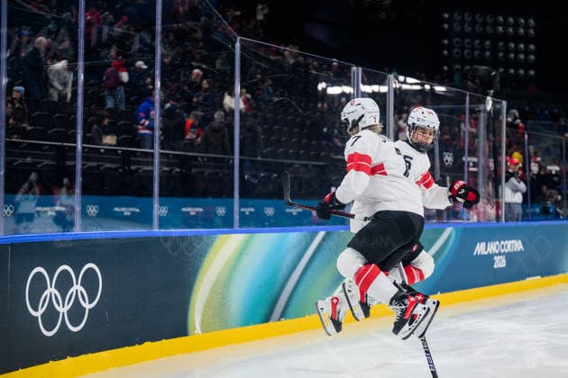 260216 Lara Stalder and Alina Muller of Switzerland ahead of the women s Ice hockey, Eishockey semifinal between Canada and Switzerland during day 10 of the 2026 Winter Olympics on February 16, 2026 in Milan. Photo: Emma Wallskog BILDBYRAN kod EW EW0639 ishockey ice hockey Olympic Games, Olympische Spiele, Olympia, OS olympics winter olympics os ol olympiska spel vinter-os olympiske leker milano cortina 2026 milan cortina 2026 milano cortina 2026 olympic games milano cortina 2026 winter olympic games milano cortina-os milano cortina-ol vinter-ol 10 bbeng kanada canada schweiz switzerland dam semifinal *** 260216 Lara Stalder and Alina Muller of Switzerland ahead of the women s ice hockey semifinal between Canada and Switzerland during day 10 of the 2026 Winter Olympics on February 16, 2026 in Milan Photo Emma Wallskog BILDBYRAN kod EW EW0639 ishockey ice hockey olympic games olympics winter olympics os ol olympiska spel vinter os olympiske leker milano cortina 2026 milan cortina 2026 milano cortina 2026 olympic games milano cortina 2026 winter olympic games milano cortina os milano cortina ol vinter ol 10 bbeng kanada canada schweiz switzerland dam semifinal  Copyright: EMMAxWALLSKOG BB260216EW081