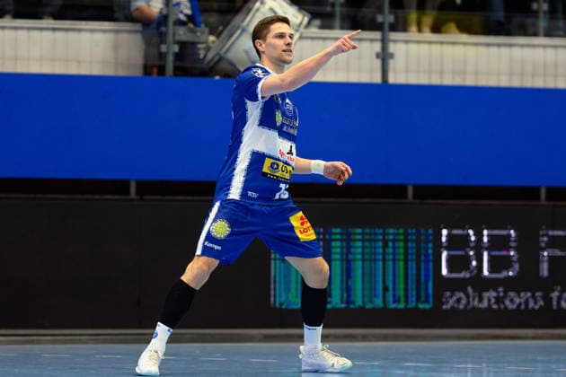 Vincent Buechner (ThSV Eisenach, 74) Jubel zum Treffer. GER, ThSV Eisenach gegen Bergischer HC, 1. Daikin Handballbundesliga, Handball, 21.Spieltag, Saison 2025 2026, 16.02.2026 GER, ThSV Eisenach gegen Bergischer HC, 1. Daikin Handballbundesliga, Handball, 21.Spieltag, Saison 2025 2026, 16.02.2026 Eisenach Copyright: xEibner-Pressefoto MartinxHerbstx EP_MHT