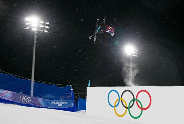 Lara Wolf of Austria takes a practice jump during warmups for the Women s Freeski Big Air Final at the Milano Cortina 2026 Winter Olympic Games, Olympische Spiele, Olympia, OS in Livigno, Italy, on Monday, February 16, 2026.  OLY20260216801 BOBxSTRONG