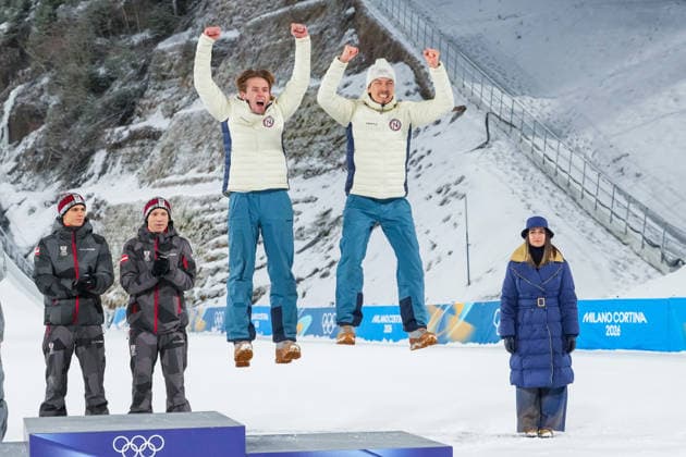Winter Olympics in Milan Cortina 2026 Val di Fiemme, Italy 20260216. Kristoffer Eriksen Sundal during the Men s Super Team Jump Large Hill in the Predazzo Ski jumping, Skispringen, Ski, nordisch Stadium during the Winter Olympics in Milan Cortina 2026. Photo: Lise Aserud NTB Val di Fiemme Italy EDITORIAL USE ONLY. RESTRICTED USE FOR BETTING COMPANIES Ref:_SPOSdxCCNd-iOU.jpg *** Winter Olympics in Milan Cortina 2026 Val di Fiemme, Italy 20260216 Kristoffer Eriksen Sundal during the Men s Super Team Jump Large Hill in the Predazzo Ski Jumping Stadium during the Winter Olympics in Milan Cortina 2026 Photo Lise Aserud NTB Val di Fiemme Italy EDITORIAL USE ONLY RESTRICTED USE FOR BETTING COMPANIES  Copyright: xLisexAserudxx xNTBx