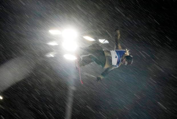 Anni Karava of Finland takes a practice jump during warmups for he Women s Freeski Big Air Final at the Milano Cortina 2026 Winter Olympic Games, Olympische Spiele, Olympia, OS in Livigno, Italy, on Monday, February 16, 2026.  OLY20260216818 BOBxSTRONG