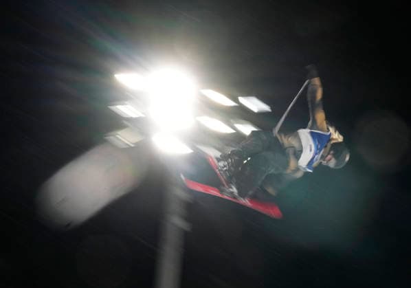 Anni Karava of Finland takes a practice jump during warmups for the Women s Freeski Big Air Final at the Milano Cortina 2026 Winter Olympic Games, Olympische Spiele, Olympia, OS in Livigno, Italy, on Monday, February 16, 2026.  OLY20260216811 BOBxSTRONG