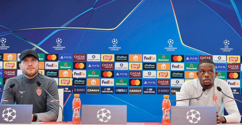 La Turbie, France - February 16, 2026: UEFA Champions League 2025 26 - AS Monaco - Paris Saint Germain PSG press conference, PK, Pressekonferenz with Head Coach Sebastien Pocognoli and Denis Zakaria UEFA Champions League 2025 26: AS Monaco vs. PSG Paris