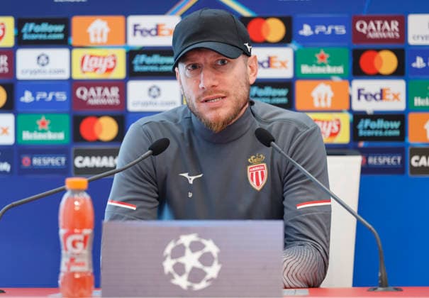 La Turbie, France - February 16, 2026: UEFA Champions League 2025 26 - AS Monaco - Paris Saint Germain PSG press conference, PK, Pressekonferenz with Head Coach Sebastien Pocognoli. UEFA Champions League 2025 26: AS Monaco vs. PSG Paris