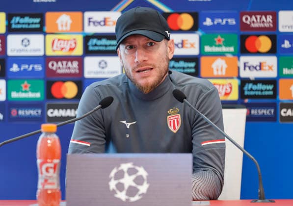 La Turbie, France - February 16, 2026: UEFA Champions League 2025 26 - AS Monaco - Paris Saint Germain PSG press conference, PK, Pressekonferenz with Head Coach Sebastien Pocognoli. UEFA Champions League 2025 26: AS Monaco vs. PSG Paris