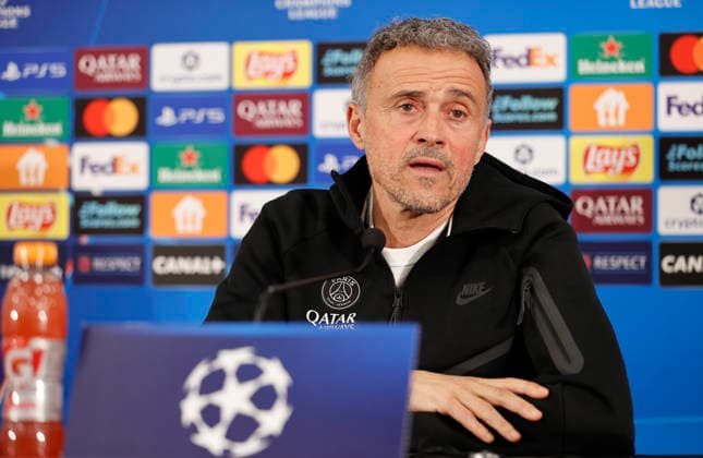 La Turbie, France - February 16, 2026: UEFA Champions League 2025 26 - AS Monaco - Paris Saint Germain PSG press conference, PK, Pressekonferenz with PSG Head Coach Luis Enrique UEFA Champions League 2025 26: AS Monaco vs. PSG Paris