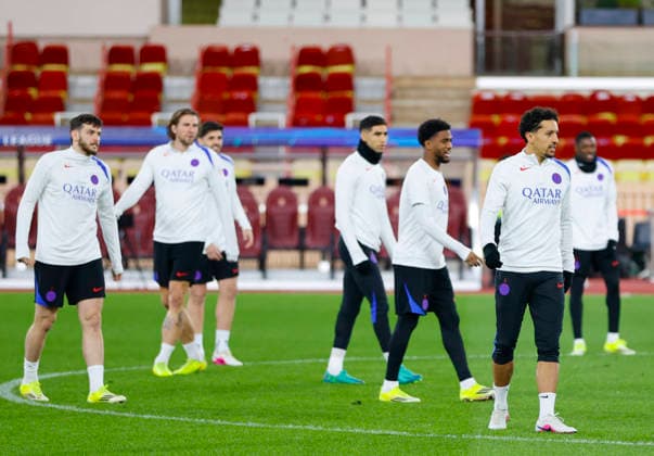 La Turbie, France - February 16, 2026: UEFA Champions League 2025 26 - AS Monaco - Paris Saint Germain PSG press conference, PK, Pressekonferenz with PSG Training Session at Stade Louis II UEFA Champions League 2025 26: AS Monaco vs. PSG Paris