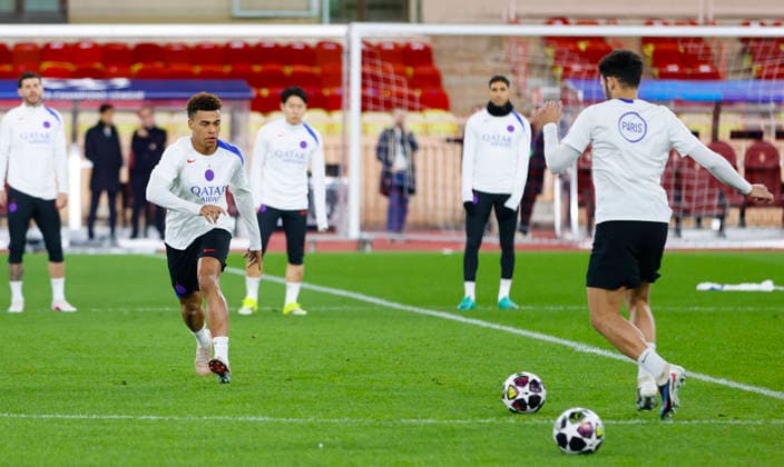 La Turbie, France - February 16, 2026: UEFA Champions League 2025 26 - AS Monaco - Paris Saint Germain PSG press conference, PK, Pressekonferenz with PSG Training Session at Stade Louis II UEFA Champions League 2025 26: AS Monaco vs. PSG Paris