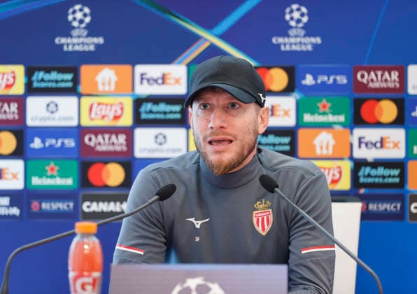 La Turbie, France - February 16, 2026: UEFA Champions League 2025 26 - AS Monaco - Paris Saint Germain PSG press conference, PK, Pressekonferenz with Head Coach Sebastien Pocognoli. UEFA Champions League 2025 26: AS Monaco vs. PSG Paris