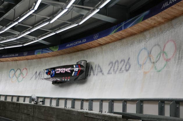 GIOCHI OLIMPICI - Olimpiadi Invernali Milano-Cortina 2026 - Bobsleigh Women s Kaillie Armbruster Humphries from United States, competes during the Olympic Winter games, Winterspiele,Spiele, Summer games Milano-Cortina 2026, Bobsleigh Women s Monobob, Gold Medal race on February 16, 2026 at Cortina Sliding Center in Cortina d Ampezzo, Italy. Cortina D Ampezzo Italy  Copyright: xIPAxSport ABACAx