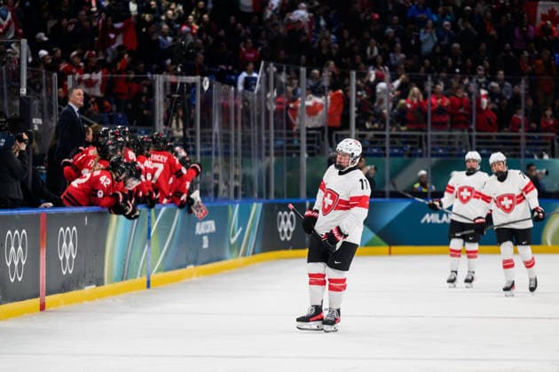 260216 Laura Zimmermann of Switzerland looks dejected after the 2-0 goal in the women s Ice hockey, Eishockey semifinal between Canada and Switzerland during day 10 of the 2026 Winter Olympics on February 16, 2026 in Milan. Photo: Emma Wallskog BILDBYRAN kod EW EW0639 ishockey ice hockey Olympic Games, Olympische Spiele, Olympia, OS olympics winter olympics os ol olympiska spel vinter-os olympiske leker milano cortina 2026 milan cortina 2026 milano cortina 2026 olympic games milano cortina 2026 winter olympic games milano cortina-os milano cortina-ol vinter-ol 10 bbeng kanada canada schweiz switzerland dam semifinal depp *** 260216 Laura Zimmermann of Switzerland looks dejected after the 2 0 goal in the women s ice hockey semifinal between Canada and Switzerland during day 10 of the 2026 Winter Olympics on February 16, 2026 in Milan Photo Emma Wallskog BILDBYRAN kod EW EW0639 ishockey ice hockey olympic games olympics winter olympics os ol olympiska spel vinter os olympiske leker milano cortina 2026 milan cortina 2026 milano cortina 2026 olympic games milano cortina 2026 winter olympic games milano cortina os milano cortina ol vinter ol 10 bbeng kanada canada schweiz switzerland dam semifinal depp  Copyright: EMMAxWALLSKOG BB260216EW098