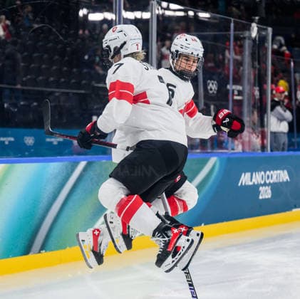 260216 Lara Stalder and Alina Muller of Switzerland ahead of the women s Ice hockey, Eishockey semifinal between Canada and Switzerland during day 10 of the 2026 Winter Olympics on February 16, 2026 in Milan. Photo: Emma Wallskog BILDBYRAN kod EW EW0639 ishockey ice hockey Olympic Games, Olympische Spiele, Olympia, OS olympics winter olympics os ol olympiska spel vinter-os olympiske leker milano cortina 2026 milan cortina 2026 milano cortina 2026 olympic games milano cortina 2026 winter olympic games milano cortina-os milano cortina-ol vinter-ol 10 bbeng kanada canada schweiz switzerland dam semifinal topx *** 260216 Lara Stalder and Alina Muller of Switzerland ahead of the women s ice hockey semifinal between Canada and Switzerland during day 10 of the 2026 Winter Olympics on February 16, 2026 in Milan Photo Emma Wallskog BILDBYRAN kod EW EW0639 ishockey ice hockey olympic games olympics winter olympics os ol olympiska spel vinter os olympiske leker milano cortina 2026 milan cortina 2026 milano cortina 2026 olympic games milano cortina 2026 winter olympic games milano cortina os milano cortina ol vinter ol 10 bbeng kanada canada schweiz switzerland dam semifinal topx  Copyright: EMMAxWALLSKOG BB260216ZZ148