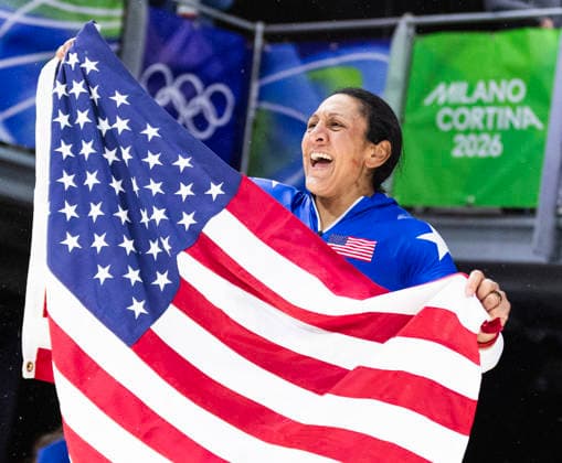 February 16, 2026, Cortina D ampezzo, Lombardy, Italy: Elana Meyers Taylor of the USA won gold in the Women s Monobob at the Cortina Sliding Centre for the Milano Cortina 2026 Winter Olympics. Cortina D ampezzo Italy - ZUMAsc5_ 20260216_oly_sc5_005 Copyright: xErichxSchlegelx