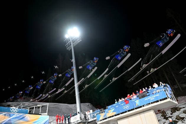 Predazzo, Italy, February 16th 2026. Ryoyu Kobayashi of Japan in action during the Ski jumping, Skispringen, Ski, nordisch Men s Super Team Large Hill competition of the Olympic Winter games, Winterspiele,Spiele, Summer games 2026 in Predazzo, Italy. (Photo by Igor Kupljenik Sports Press Photo)  Copyright: xIgorxKupljenikx xSPPx Sportspressphoto_SPR93728