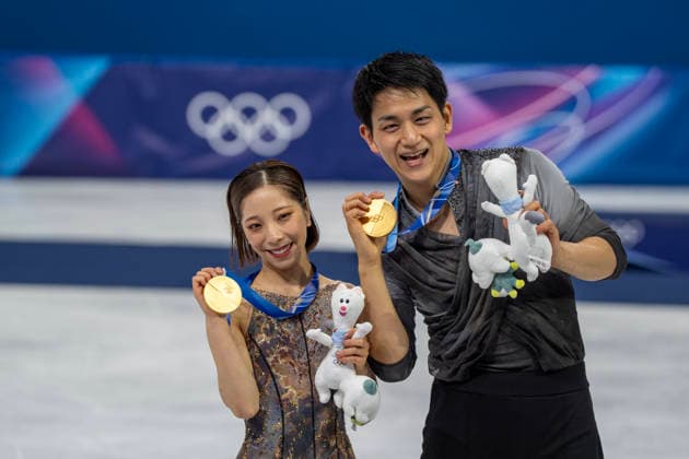 February 16, 2026, Milan, Lombardy, Italy: Riku Miura (12-1) and Ryuichi Kihara (12-2) of Japan win the gold metal for the Figure skating, Eiskunstlauf Pair Skating Free Skating Finals at the Milano Ice Skating Arena during the 2026 Milano Cortina Winter Olympics in Milan, Italy. Olympics 2026: Milano Cortina: Figure Skating Pair Skating Free Skating Finals  - ZUMAa161 20260216_oly_a161_170 Copyright: xWalterxG.xArcex