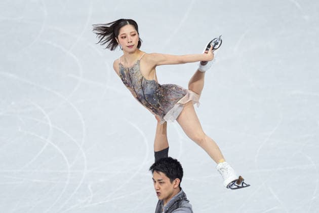 Milano Cortina 2026 Winter Olympics MILAN, ITALY - FEBRUARY 16: Riku Miura and Ryuichi Kihara of Japan perform during the pairs free skating program at the Milano Cortina 2026 Olympic Winter games, Winterspiele,Spiele, Summer games at Milano Ice Skating Arena in Milan, Italy, on February 16, 2026. Cemal Yurttas Anadolu Milan Italy. Editorial use only. Please get in touch for any other usage.  Copyright: x2026xAnadoluxCemalxYurttasx