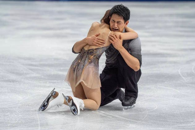 February 16, 2026, Milan, Lombardy, Italy: Riku Miura (12-1) and Ryuichi Kihara (12-2) of Japan perform during the Figure skating, Eiskunstlauf Pair Skating Free Skating Finals at the Milano Ice Skating Arena during the 2026 Milano Cortina Winter Olympics in Milan, Italy. Miura and Kihara go on to win the gold medal. Olympics 2026: Milano Cortina: Figure Skating Pair Skating Free Skating Finals  - ZUMAa161 20260216_oly_a161_240 Copyright: xWalterxG.xArcex