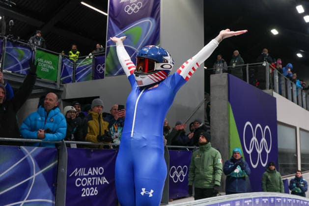 Kaillie Armbruster Humphries from United State, celebrates his bronze medal during the Olympic Winter games, Winterspiele,Spiele, Summer games Milano-Cortina 2026, Bobsleigh Women s Monobob, Gold Medal race on February 16, 2026 at Cortina Sliding Center in Cortina d Ampezzo, Italy.  Copyright: xLucianoxMariaxBisi IPAxSportx xipa-agency.netx xx IPA_71623824 IPA_Agency_IPA71623824