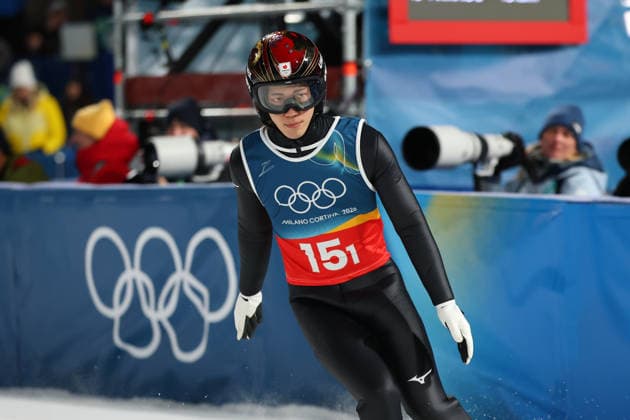 Ren Nikaido (JPN), FEBRUARY 16, 2026 - Ski jumping, Skispringen, Ski, nordisch : Men s Super Team during the Milano Cortina 2026 Olympic Winter games, Winterspiele,Spiele, Summer games at Predazzo Ski Jumping Stadium in Predazzo, Italy. Noxthirdxpartyxsales  aflo_320170046