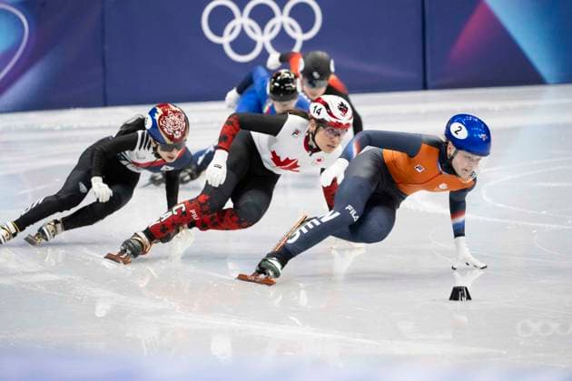 16th February 2026; Milan, Italy, 2026 Winter Olympic Games, Olympische Spiele, Olympia, OS Day Eleven; Women s 1000m Short Track: Xandra Velzeboer of NED; Courtney Sarault of CAN; Gilli Kim of KOR; Arianna Fontana of ITA; Li Gong of CHN  BestxImages Content restricted for UK based newspaper