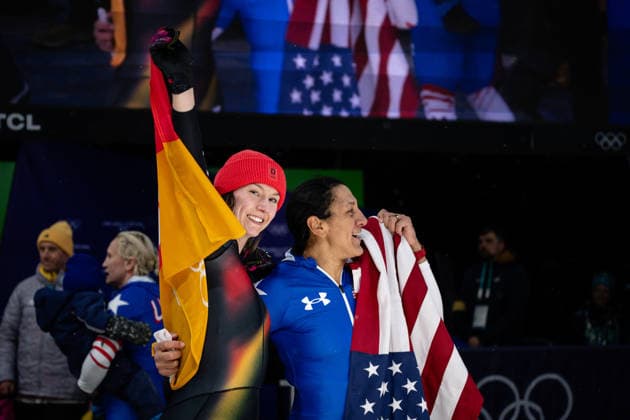 Elana Meyers Taylor (USA) and Laura Nolte (Germany), Monobob Women, Milano Cortina 2026 Olympic Games, Olympische Spiele, Olympia, OS 16-02-2026 *** Elana Meyers Taylor USA and Laura Nolte Germany , Monobob Women, Milano Cortina 2026 Olympic Games 16 02 2026 Copyright: HMBxMedia MarcxNiemeyer