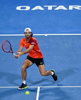 February 16, 2026, Doha, Qatar: Tomas Machac of Czech Republic plays against Jannik Sinner of Italy (not in view) during the Round of 32 at the ATP, Tennis Herren men s Qatar ExxonMobil Open 2026 tennis tournament at the Khalifa International Tennis Complex. Jannik Sinner won against Tomas Machac 6-1,6-4. Doha Qatar - ZUMAs197 20260216_aaa_s197_262 Copyright: xNoushadxVariyattiyakkalx