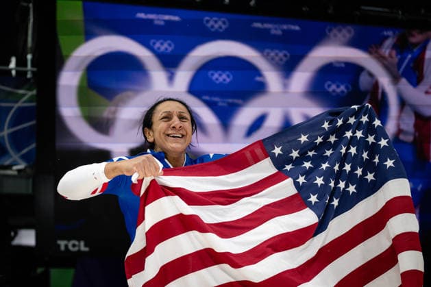 Elana Meyers Taylor (USA), Monobob Women, Milano Cortina 2026 Olympic Games, Olympische Spiele, Olympia, OS 16-02-2026 *** Elana Meyers Taylor USA , Monobob Women, Milano Cortina 2026 Olympic Games 16 02 2026 Copyright: HMBxMedia MarcxNiemeyer