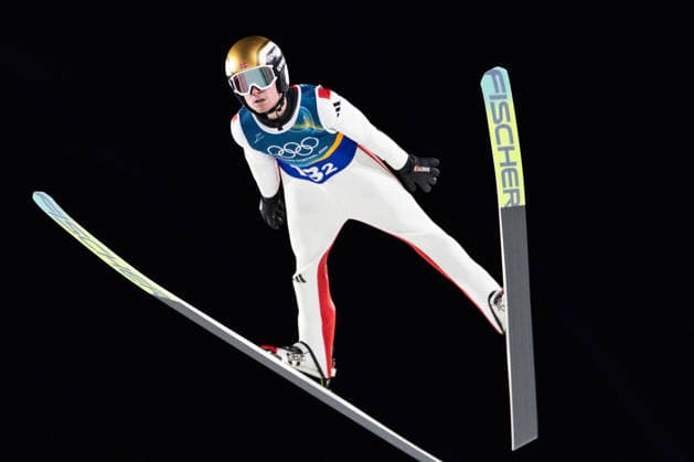 (260217) -- PREDAZZO, Feb. 17, 2026 -- Kristoffer Eriksen Sundal of Norway competes during the second round of the Ski jumping, Skispringen, Ski, nordisch men s super team event at the Milan-Cortina 2026 Olympic Winter games, Winterspiele,Spiele, Summer games in Predazzo, Italy, Feb. 16, 2026. ) (MICO2026)ITALY-PREDAZZO-OLYMPIC WINTER GAMES-SKI JUMPING-MEN S SUPER TEAM HuangxWei 