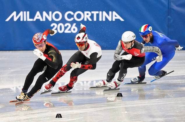 MILAN, ITALY - FEBRUARY 16: Sun Long of Team China competes in heats of the Short Track Speed skating, Eisschnelllauf Men s 500m on day ten of the Milano Cortina 2026 Winter Olympic Games, Olympische Spiele, Olympia, OS at Milano Ice Skating Arena on February 16, 2026 in Milan, Italy.  Copyright: xCHINASPORTSx 111621806906