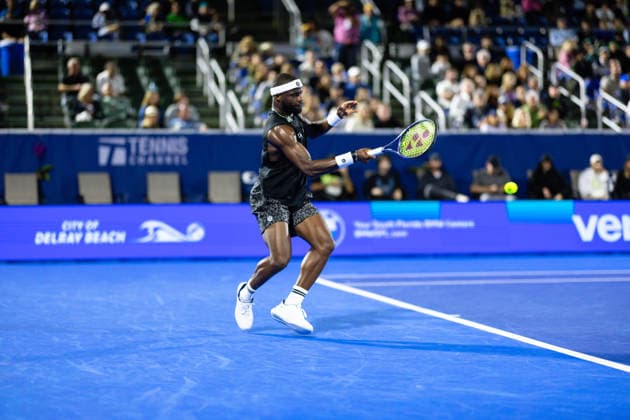 2026 Delray Beach Open - Day 1 - Frances Tiafoe USA Vs Rinky Hijikata AUS Frances Tiafoe of the USA plays against Rinky Hijikata of Australia during their match on Day 1 of the Delray Beach Open at the Delray Tennis Center in Delray Beach, Florida, on February 16, 2026. Delray Beach FL United States  Copyright: xMauricioxPaizx originalFilename:paiz-2026delr260216_npv7R.jpg