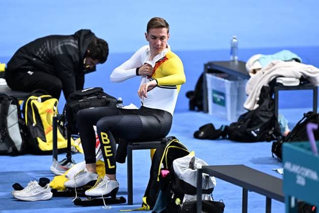 Belgian speed skater Bart Swings pictured at a training session at the Milano Cortina 2026 Olympic Winter games, Winterspiele,Spiele, Summer games on Tuesday 17 February 2026 in Milan, Italy. The XXV Winter Olympics take place from 6 to 22 February 2026 in Italy. JASPERxJACOBS  x163927830x