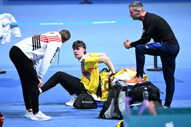 Belgian speed skater Indra Medard (C) pictured during a training session at the Milano Cortina 2026 Olympic Winter games, Winterspiele,Spiele, Summer games on Tuesday 17 February 2026 in Milan, Italy. The XXV Winter Olympics take place from 6 to 22 February 2026 in Italy. JASPERxJACOBS  x163928694x