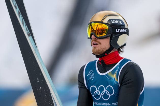 OLYMPICS - Winter Olympic Games, Olympische Spiele, Olympia, OS Milano Cortina 2026 PREDAZZO,ITALY,17.FEB.26 - OLYMPICS, NORDIC SKIING, NORDIC COMBINED, Ski jumping, Skispringen, Ski, nordisch - Winter Olympic Games Milano Cortina 2026, large hill. Image shows Mael Tyrode (FRA).  GEPAxpictures xOliverxLerch