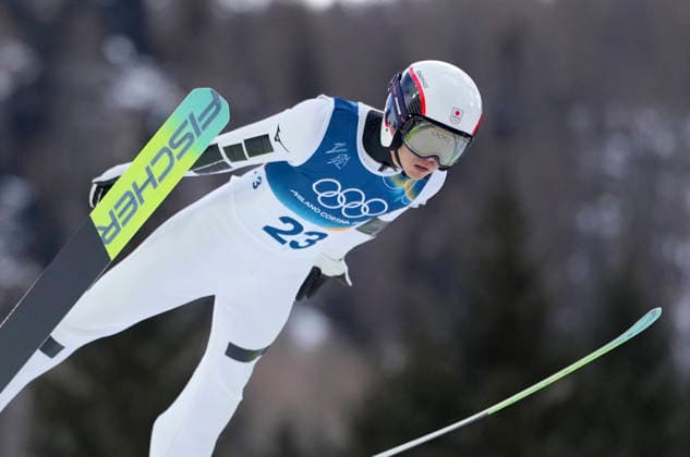 (260217) -- PREDAZZO, Feb. 17, 2026 -- Yamamoto Ryota of Japan competes during the Ski jumping, Skispringen, Ski, nordisch trial round of the Nordic Combined Individual Gundersen Large Hill 10km at the 2026 Milan-Cortina Winter Olympics in Predazzo, Italy, Feb. 17, 2026. ) (MICO2026)ITALY-PREDAZZO-OLYMPIC Winter games, Winterspiele,Spiele, Summer games NORDIC COMBINED-INDIVIDUAL GUNDERSEN LARGE HILL 10KM MengxYongmin 