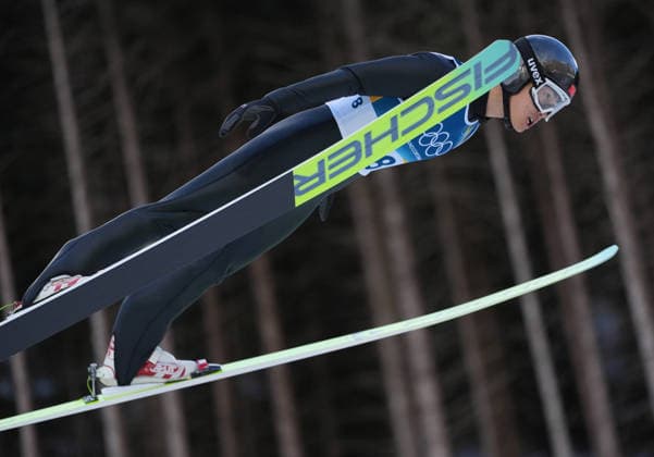 (260217) -- PREDAZZO, Feb. 17, 2026 -- Zhao Jiawen of China competes during the Ski jumping, Skispringen, Ski, nordisch competition round of the Nordic Combined Individual Gundersen Large Hill 10km at the 2026 Milan-Cortina Winter Olympics in Predazzo, Italy, Feb. 17, 2026. ) (MICO2026)ITALY-PREDAZZO-OLYMPIC Winter games, Winterspiele,Spiele, Summer games NORDIC COMBINED-INDIVIDUAL GUNDERSEN LARGE HILL 10KM MengxYongmin 