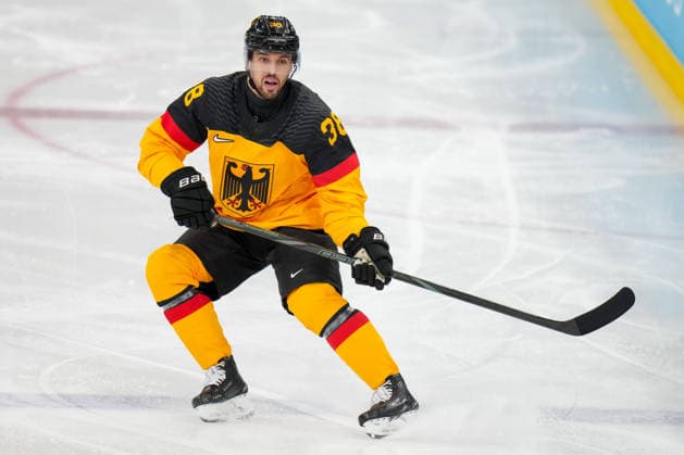 Fabio Wagner (Germany) looks on during the Ice hockey, Eishockey Men - Qualification Play-off match between Germany v France on day eleven of the Milano Cortina 2026 Winter Olympic Games, Olympische Spiele, Olympia, OS at Milano Santagiulia IHO Ice Hockey Arena on February 17, 2026 in Milan, Italy. (Photo by Alex Gottschalk DeFodi Images) - *** Fabio Wagner Germany looks on during the Ice Hockey Men Qualification Play off match between Germany v France on day eleven of the Milano Cortina 2026 Winter Olympic games at Milano Santagiulia IHO Ice Hockey Arena on February 17, 2026 in Milan, Italy Photo by Alex Gottschalk DeFodi Images