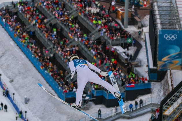 (260217) -- PREDAZZO, Feb. 17, 2026 -- Andreas Skoglund of Norway competes during the Ski jumping, Skispringen, Ski, nordisch competition round of the Nordic Combined Individual Gundersen Large Hill 10km at the 2026 Milan-Cortina Winter Olympics in Predazzo, Italy, Feb. 17, 2026. ) (MICO2026)ITALY-PREDAZZO-OLYMPIC Winter games, Winterspiele,Spiele, Summer games NORDIC COMBINED-INDIVIDUAL GUNDERSEN LARGE HILL 10KM HuangxWei 
