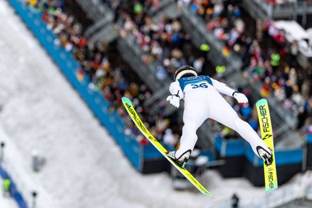 (260217) -- PREDAZZO, Feb. 17, 2026 -- Johannes Lamparter of Austria competes during the Ski jumping, Skispringen, Ski, nordisch competition round of the Nordic Combined Individual Gundersen Large Hill 10km at the 2026 Milan-Cortina Winter Olympics in Predazzo, Italy, Feb. 17, 2026. ) (MICO2026)ITALY-PREDAZZO-OLYMPIC Winter games, Winterspiele,Spiele, Summer games NORDIC COMBINED-INDIVIDUAL GUNDERSEN LARGE HILL 10KM HuangxWei 