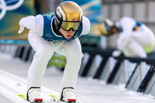 (260217) -- PREDAZZO, Feb. 17, 2026 -- Jens Luraas Oftebro of Norway competes during the Ski jumping, Skispringen, Ski, nordisch trial round of the Nordic Combined Individual Gundersen Large Hill 10km at the 2026 Milan-Cortina Winter Olympics in Predazzo, Italy, Feb. 17, 2026. ) (MICO2026)ITALY-PREDAZZO-OLYMPIC Winter games, Winterspiele,Spiele, Summer games NORDIC COMBINED-INDIVIDUAL GUNDERSEN LARGE HILL 10KM HuangxWei 