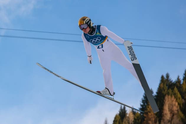 (260217) -- PREDAZZO, Feb. 17, 2026 -- Andreas Skoglund of Norway competes during the Ski jumping, Skispringen, Ski, nordisch competition round of the Nordic Combined Individual Gundersen Large Hill 10km at the 2026 Milan-Cortina Winter Olympics in Predazzo, Italy, Feb. 17, 2026. ) (MICO2026)ITALY-PREDAZZO-OLYMPIC Winter games, Winterspiele,Spiele, Summer games NORDIC COMBINED-INDIVIDUAL GUNDERSEN LARGE HILL 10KM HuangxWei 