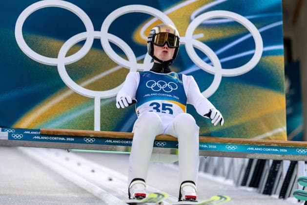 (260217) -- PREDAZZO, Feb. 17, 2026 -- Jens Luraas Oftebro of Norway is seen during the Ski jumping, Skispringen, Ski, nordisch trial round of the Nordic Combined Individual Gundersen Large Hill 10km at the 2026 Milan-Cortina Winter Olympics in Predazzo, Italy, Feb. 17, 2026. ) (MICO2026)ITALY-PREDAZZO-OLYMPIC Winter games, Winterspiele,Spiele, Summer games NORDIC COMBINED-INDIVIDUAL GUNDERSEN LARGE HILL 10KM HuangxWei 