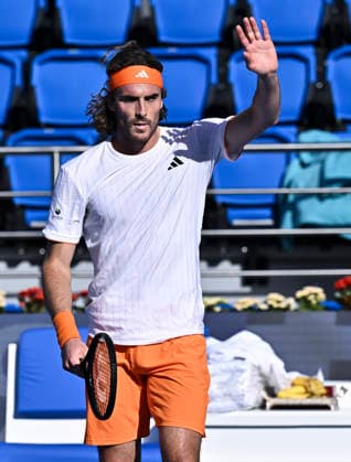 ATP, Tennis Herren QATAR EXXONMOBIL OPEN-ROUND OF 32 Stefanos Tsitsipas of Greece celebrates after winning against Moez Echargui of Tunisia in the Round of 32 at the ATP men s Qatar ExxonMobil Open 2026 tennis tournament at the Khalifa International Tennis Complex in Doha, Qatar, on February 17, 2026. DOHA Qatar Copyright: xNOUSHADx