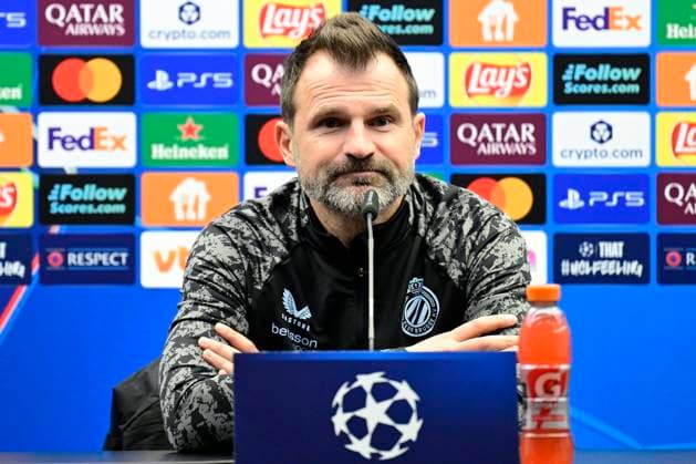 Club Brugge v Atletico de Madrid - UEFA Champions League Media Activities 17 02 2026 BRUGGE, BELGIUM - FEBRUARY 18 : Leko Ivan head coach of Club Brugge and Sabbe Kyriani defender of Club Brugge talking to the press during a press conference, PK, Pressekonferenz ahead of the UEFA Champions League 2025 26 knockout phase play-off match first leg between Club Brugge and Atletico de Madrid on February 18, 2026 in Brugge, Belgium, 18 02 2026 Brugge Belgium  Copyright: xJanxDexMeuleneirx