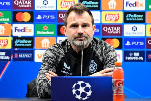 Club Brugge v Atletico de Madrid - UEFA Champions League Media Activities 17 02 2026 BRUGGE, BELGIUM - FEBRUARY 18 : Leko Ivan head coach of Club Brugge and Sabbe Kyriani defender of Club Brugge talking to the press during a press conference, PK, Pressekonferenz ahead of the UEFA Champions League 2025 26 knockout phase play-off match first leg between Club Brugge and Atletico de Madrid on February 18, 2026 in Brugge, Belgium, 18 02 2026 Brugge Belgium  Copyright: xJanxDexMeuleneirx