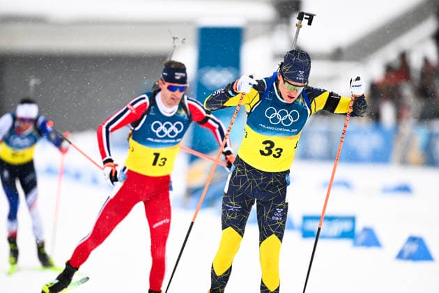 ANTERSELVA, ITALY 20260217 Sweden s Martin Ponsiluoma and Norway s Sturla Holm Laegreid in the men s biathlon relay, 4x7.5km, in Anterselva during the Winter Olympics in Milan Cortina, Italy. *** The image is included in the SPORTS PACKAGE. For others PAYMENT IMAGE *** ANTERSELVA ITALY x10050x *** ANTERSELVA, ITALY 20260217 Sweden s Martin Ponsiluoma and Norway s Sturla Holm Laegreid in the men s biathlon relay, 4x7 5km, in Anterselva during the Winter Olympics in Milan Cortina, Italy The image is included in the SPORTS PACKAGE For others PAYMENT IMAGE ANTERSELVA ITALY x10050x  Copyright: xPontusxLundahl TTx 2026 OLYMPICS MEN S BI-SHOOTING RELAY