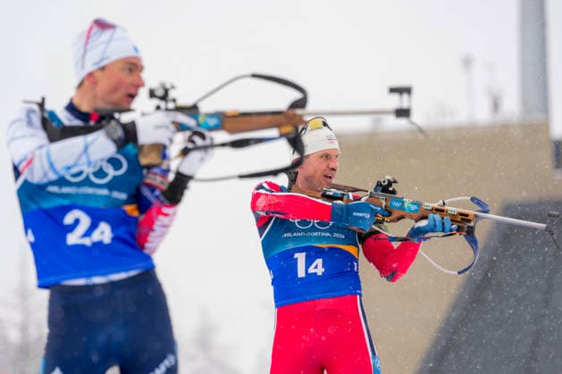 Winter Olympics in Milan Cortina 2026 Anterselva, Italy 20260217. Eric Perrot from France and Vetle Sjaastad Christiansen from Norway during the men s 4 x 7.5 km relay in biathlon at the Winter Olympics in Milano Cortina 2026. Photo: Heiko Junge NTB Anterselva Italy EDITORIAL USE ONLY. RESTRICTED USE FOR BETTING COMPANIES Ref:_SPOyPTNmrJw2ew.jpg *** Winter Olympics in Milan Cortina 2026 Anterselva, Italy 20260217 Eric Perrot from France and Vetle Sjaastad Christiansen from Norway during the men s 4 x 7 5 km relay in biathlon at the Winter Olympics in Milano Cortina 2026 Photo Heiko Junge NTB Anterselva Italy EDITORIAL USE ONLY RESTRICTED USE FOR BETTING COMPANIES  Copyright: xHeikoxJungex xNTBx
